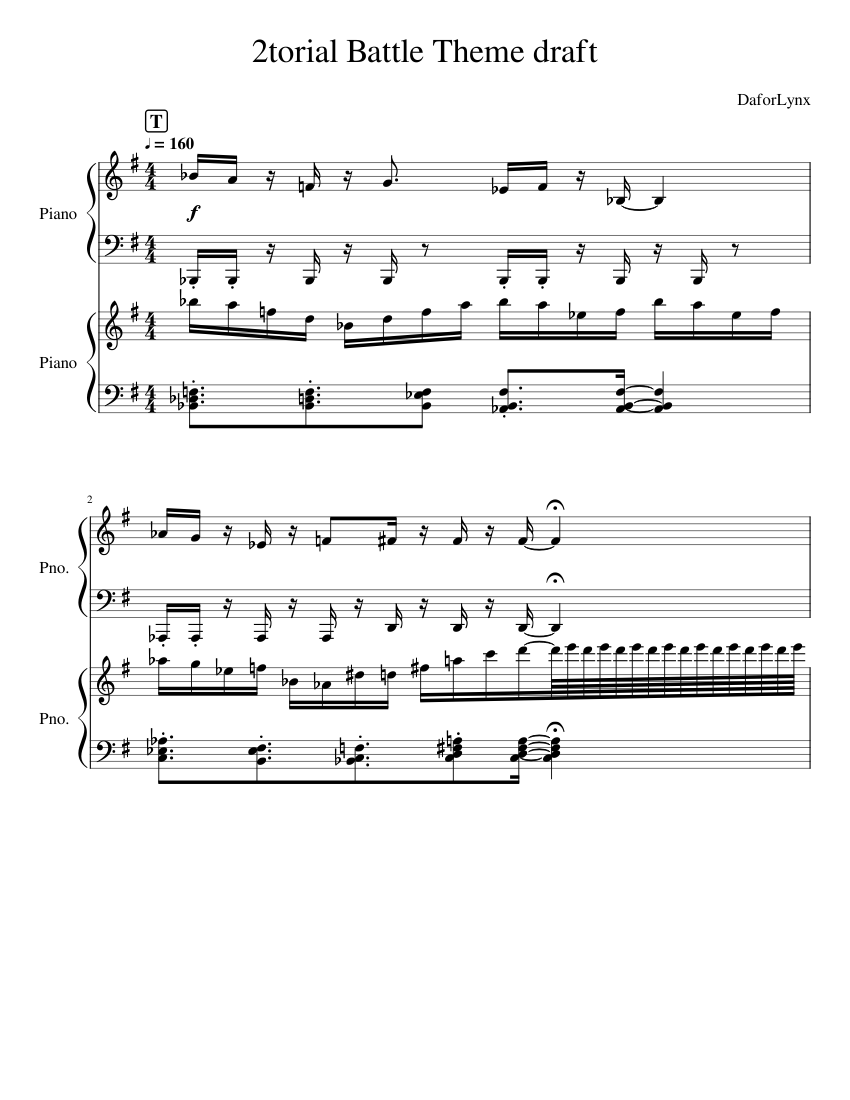 Tutorial: Battle Theme - Drafting Sheet music for Piano (Piano Duo ...