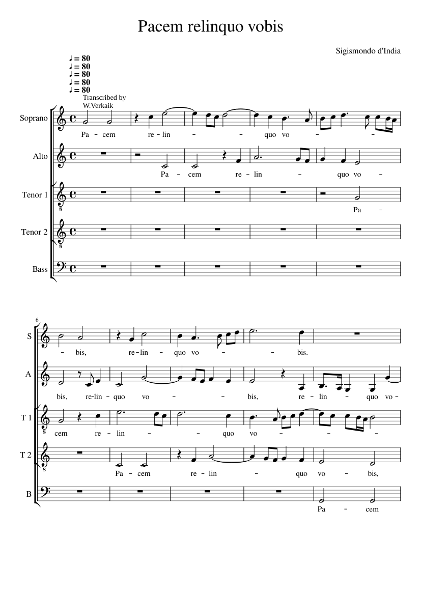 Pacem relinquo vobis - Prima pars