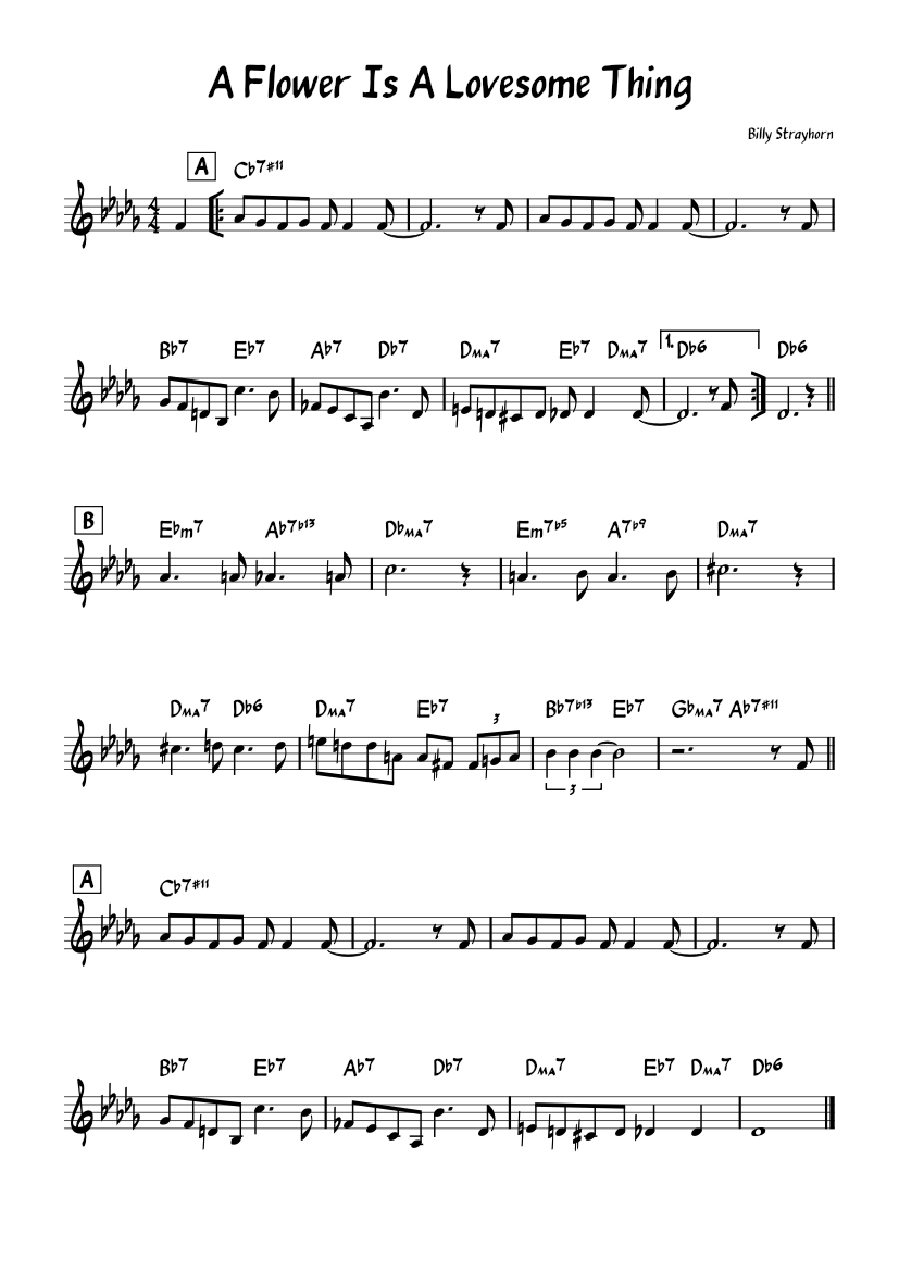 A FLOWER IS A LOVESOME THING Billy Strayhorn Sheet music for Piano (Solo) Easy