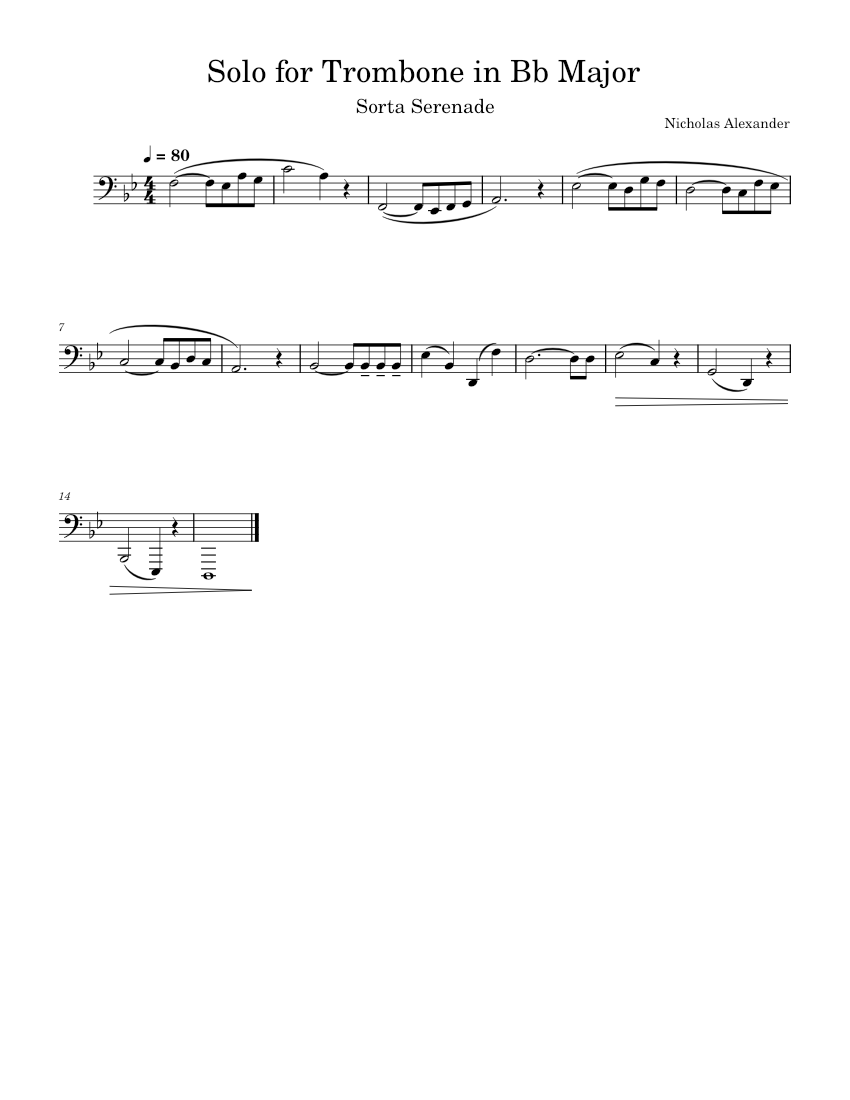 Solo for Trombone in Bb major - Nicholas Alexander Sheet music for ...