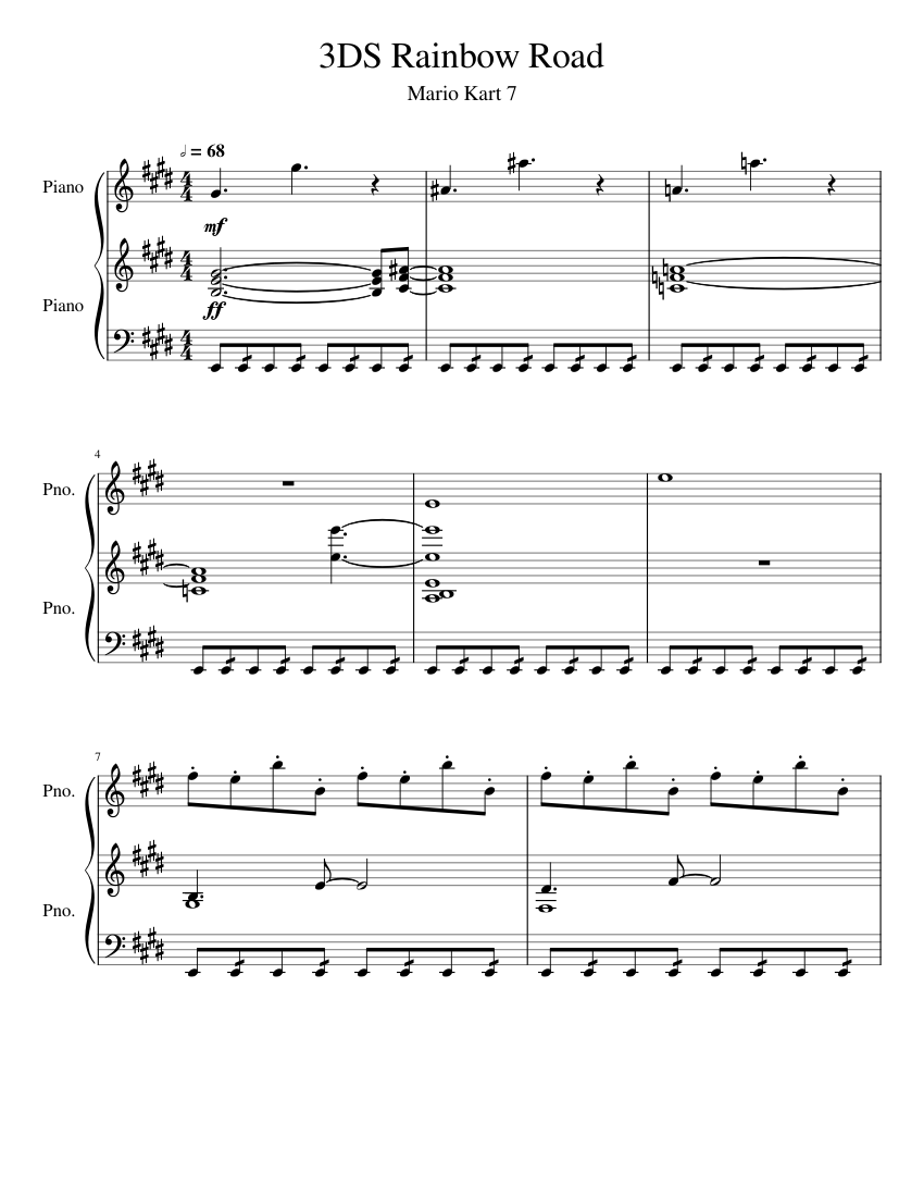 3DS Rainbow Road Sheet music for Piano (Piano Duo) | Musescore.com