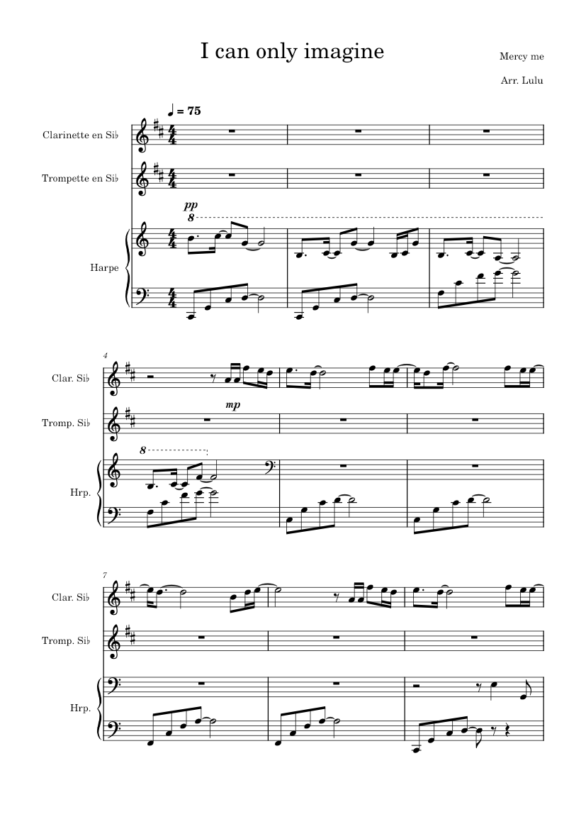 I can only imagine Sheet music for in bflat, Trumpet in b