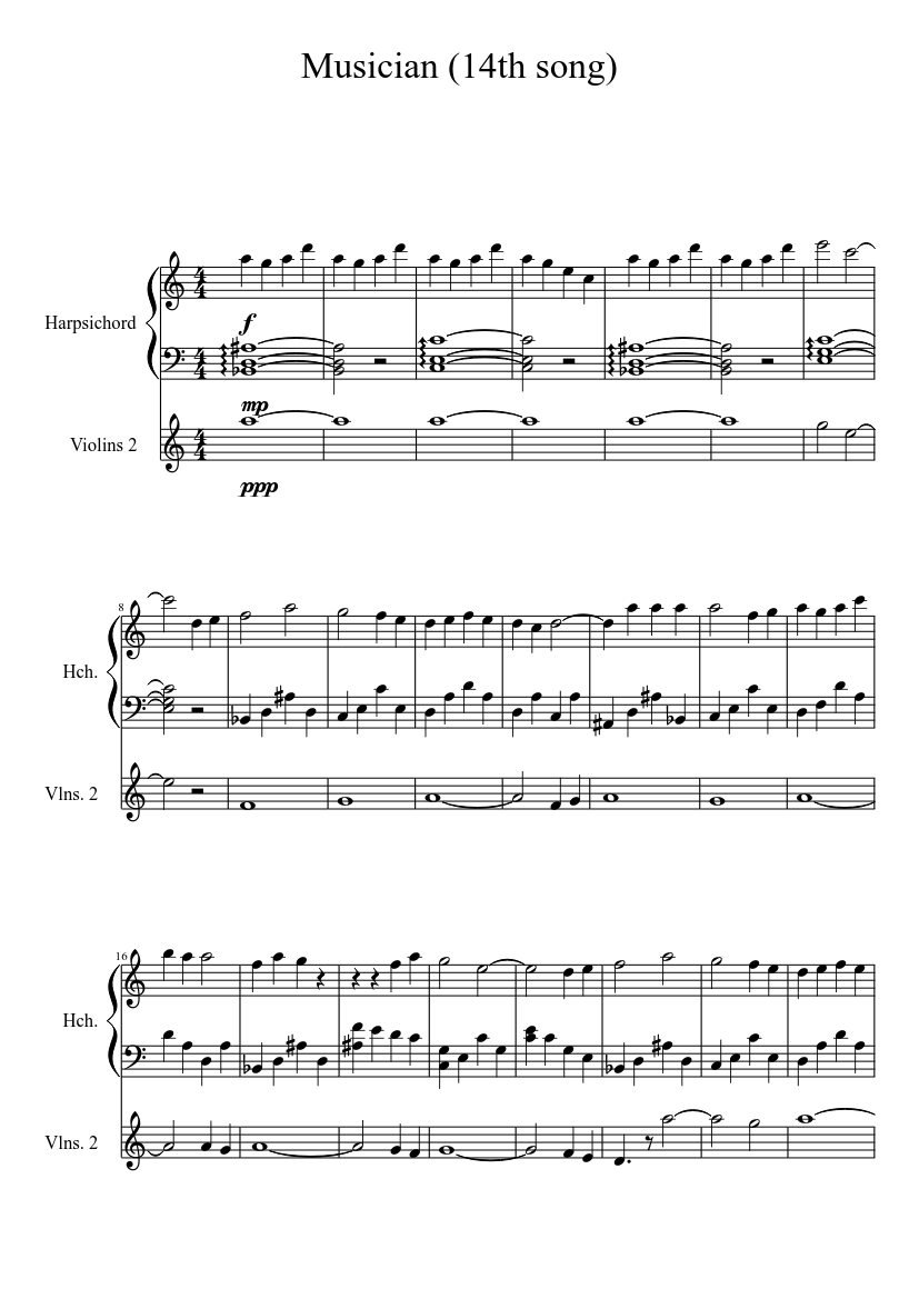 Musician 14th Song D Gray Man Sheet Music For Harpsichord Solo Musescore Com