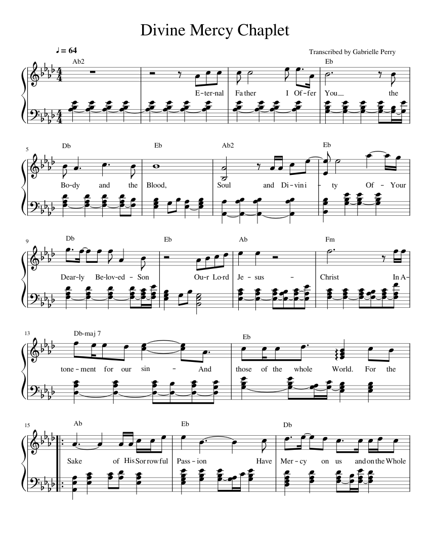 Divine Mercy Chaplet Sheet music for Piano (Solo) | Musescore.com