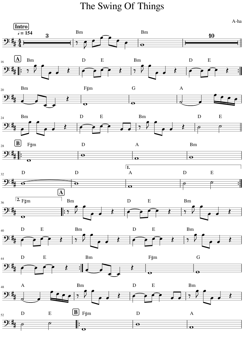 The Swing Of Things Sheet music for Bass guitar (Solo) | Musescore.com