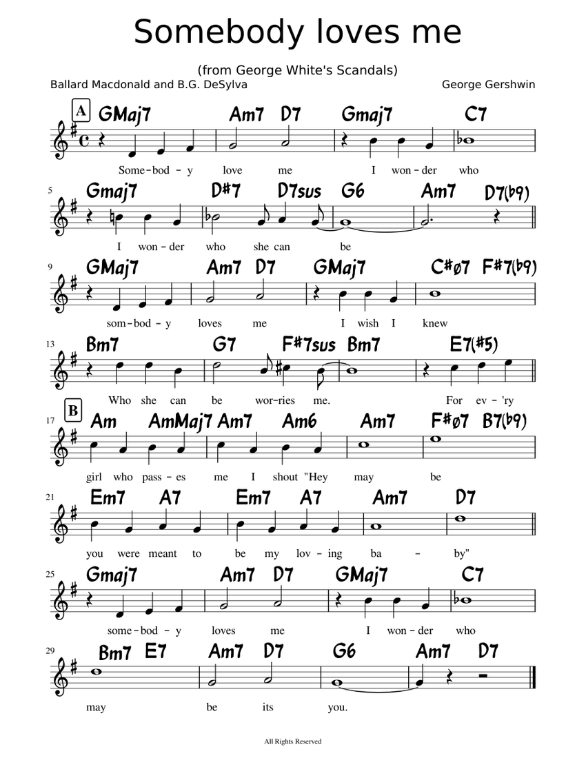 Somebody loves me Sheet music for Piano (Solo) Easy | Musescore.com