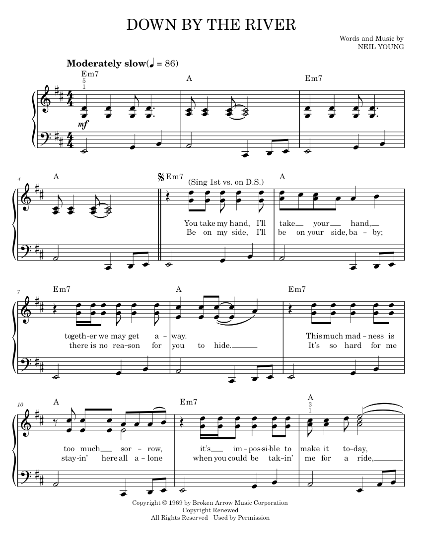 Down By The River Sheet Music For Piano Music Notes