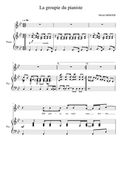 Michel Berger Sheet music free download in PDF or MIDI on Musescore.com
