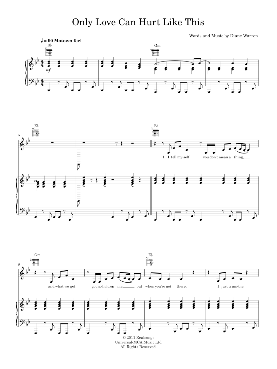 only love can hurt like this Sheet music for Piano, Vocals by Paloma ...