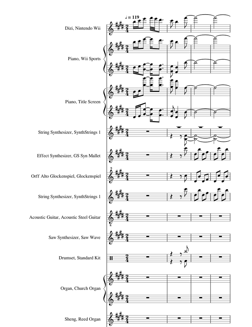 Nintendo Wii - Wii Sports Theme (MIDI Generated) Sheet music for Piano ...