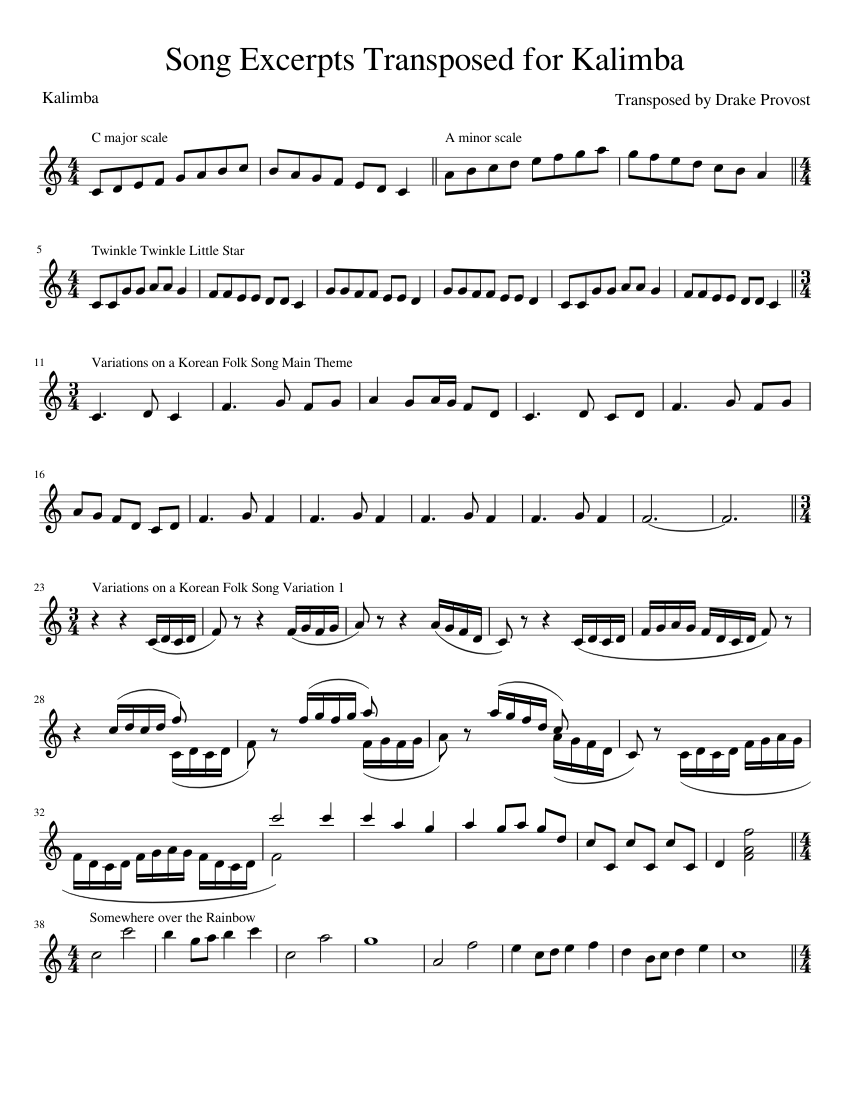 Song Excerpts Transposed for Kalimba (including "This Is Berk" from HTTYD)  Sheet music for Kalimba (Solo) | Musescore.com