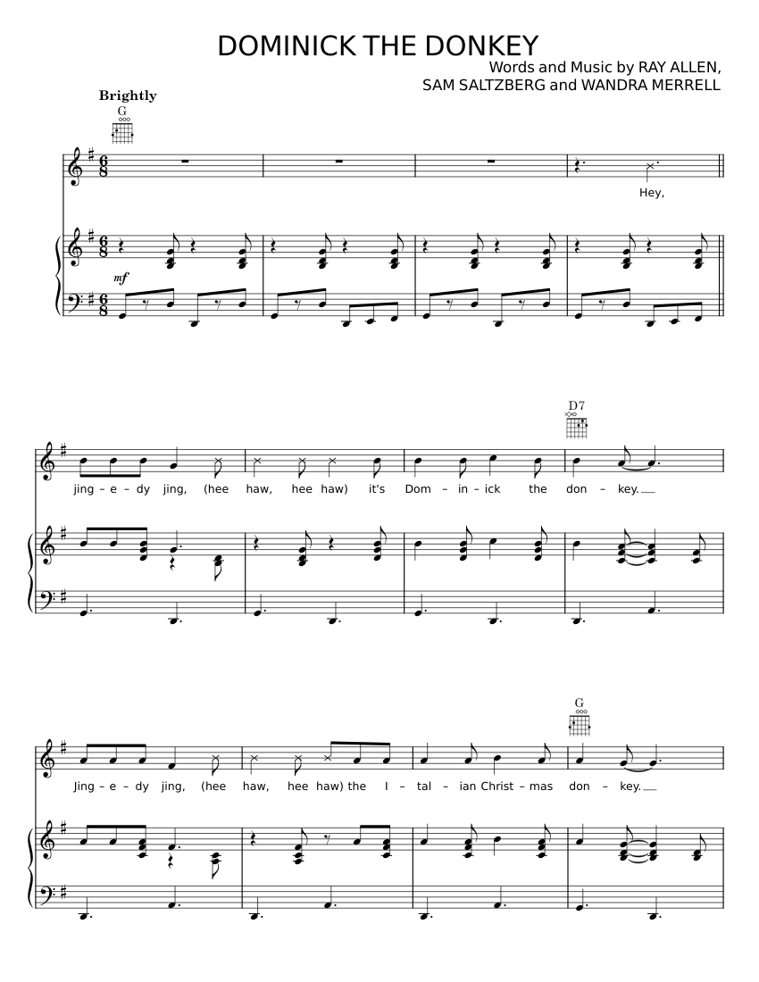DOMINICK THE DONKEY - RAY ALLEN Sheet music for Piano, Synthesizer ...