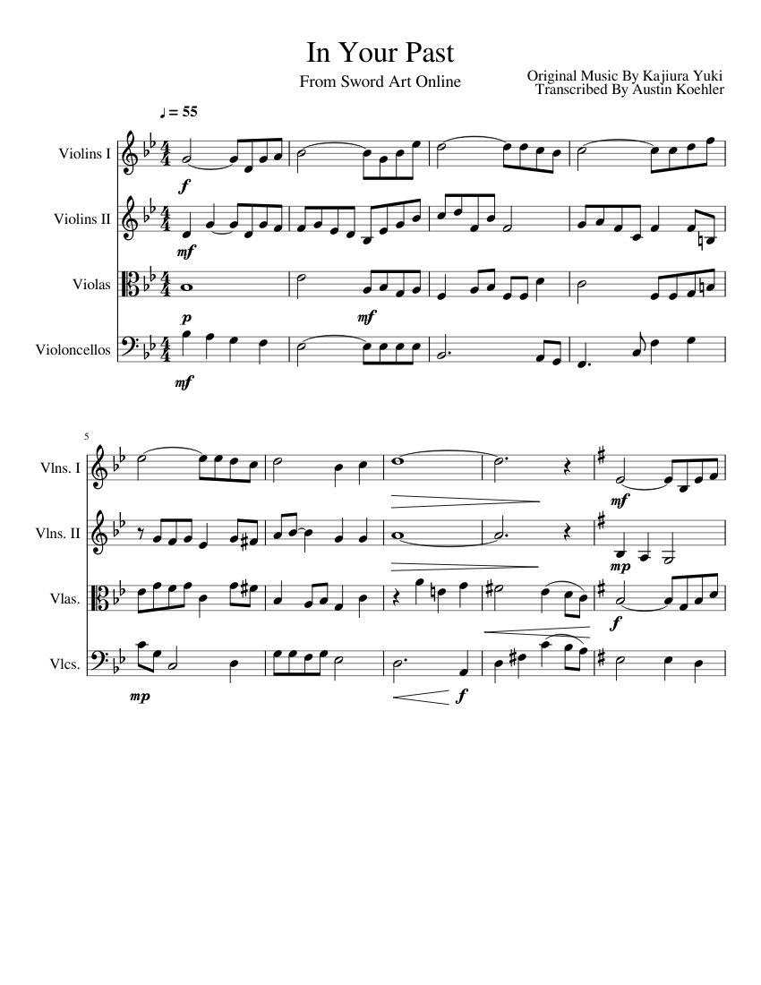 In Your Past Sheet music for Strings group (Mixed Quartet) | Musescore.com