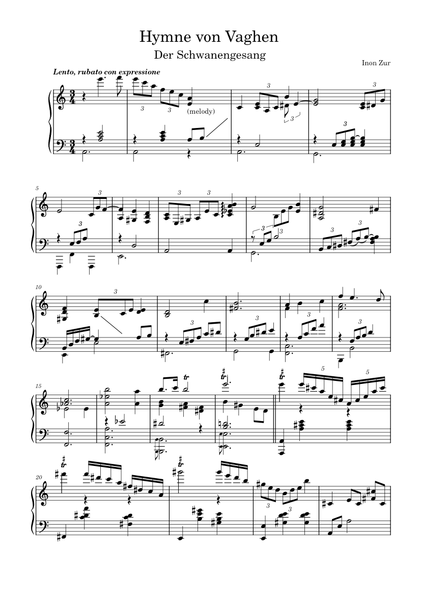 Hymn of Vaghen – Inon Zur Sheet music for Piano (Solo) | Musescore.com