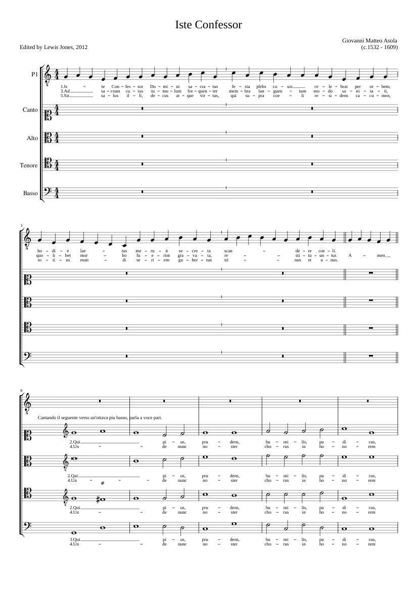 Iste Confessor a 4 (even verses)