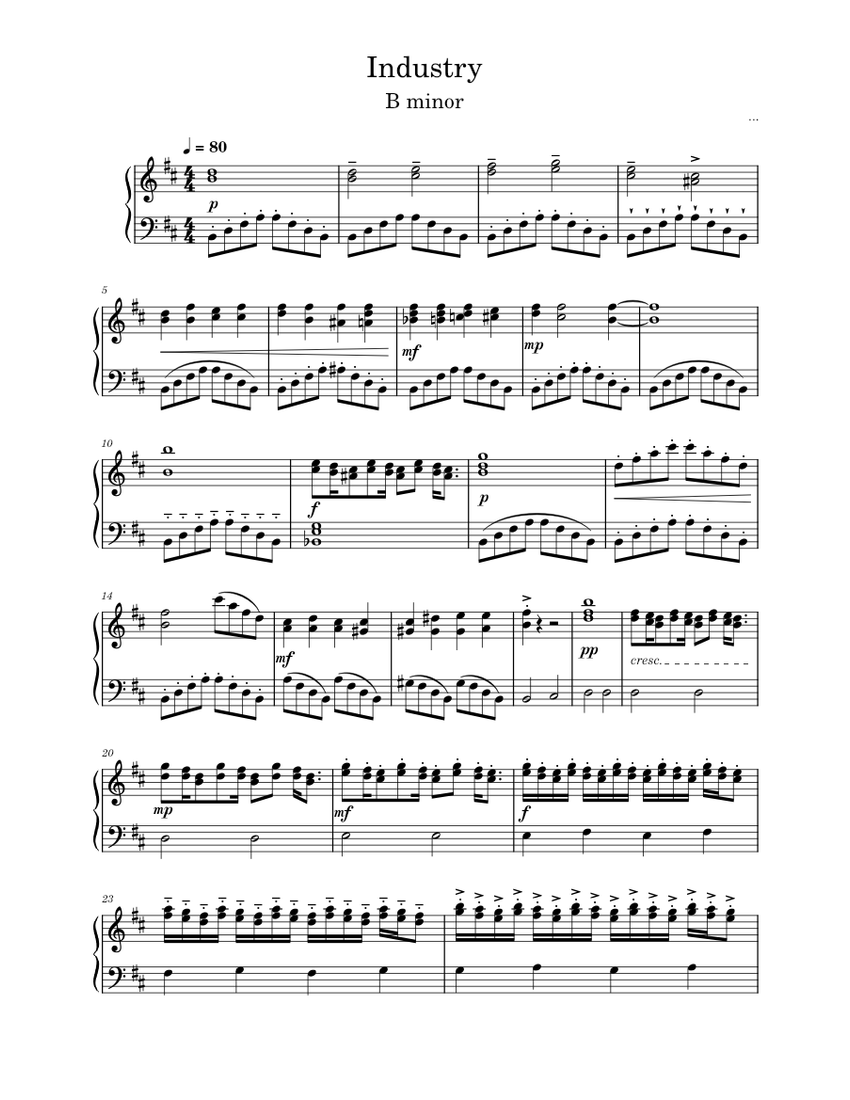 Curated visual reference: Fresh Look at Industry Sheet Music For Piano Solo