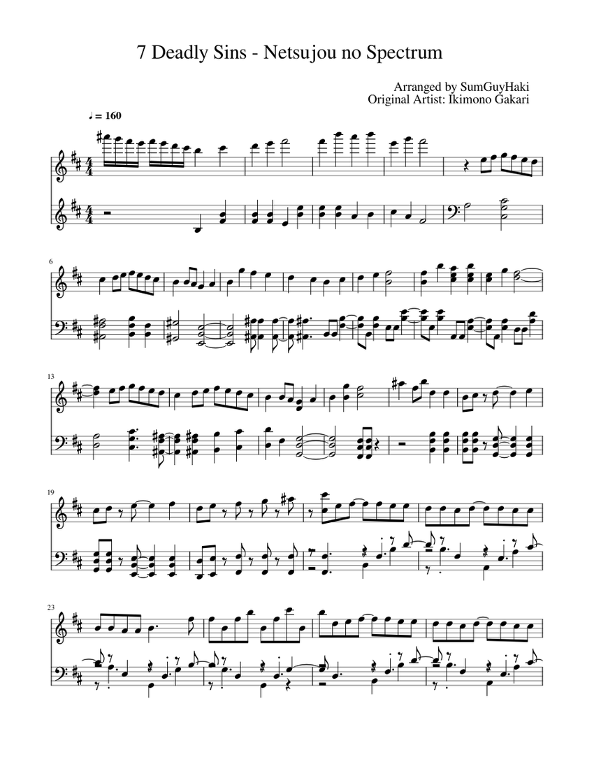 Netsujou No Spectrum Sheet Music For Piano Solo Download And Print In Pdf Or Midi Free Sheet Music Musescore Com