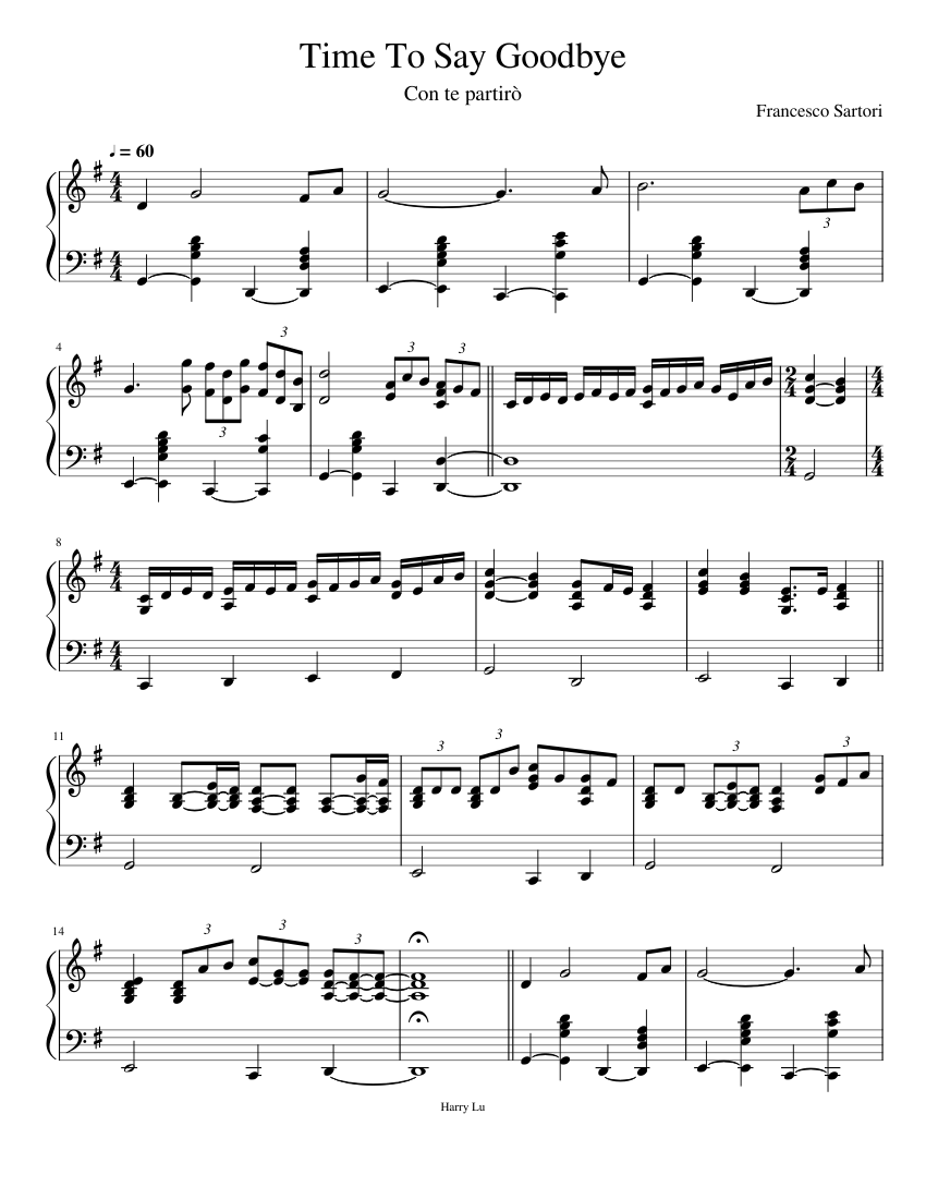 Time To Say Goodbye Sheet music for Piano (Solo) | Download and print