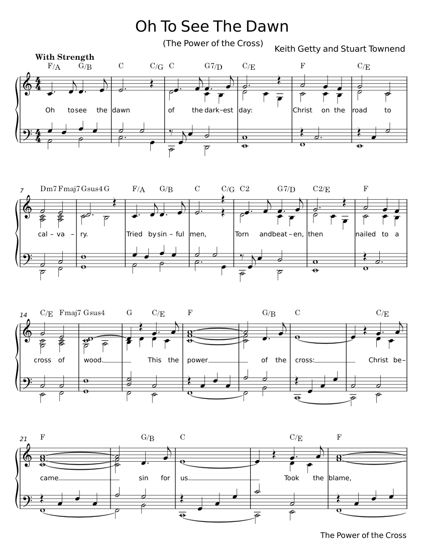 Oh To See The Dawn - Keith Getty Sheet music for Piano (Solo) Easy | Musescore.com