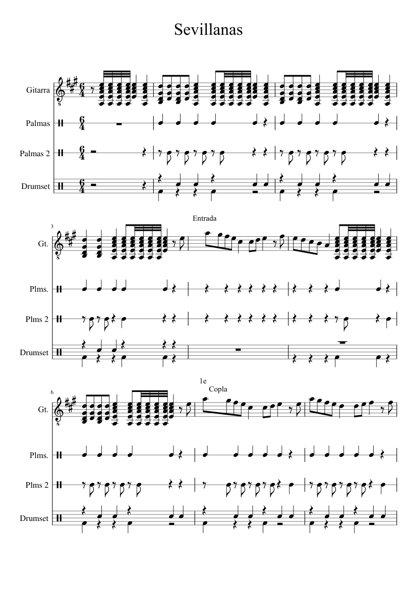 Sevillanas Instruments Sevillanas Sheet Music for Drum group (Percussion Duet) | MuseScore.com