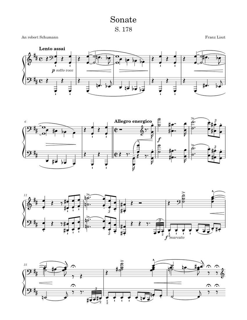 Sonata in B Minor, S.178 Sheet music for Piano (Solo) | Musescore.com