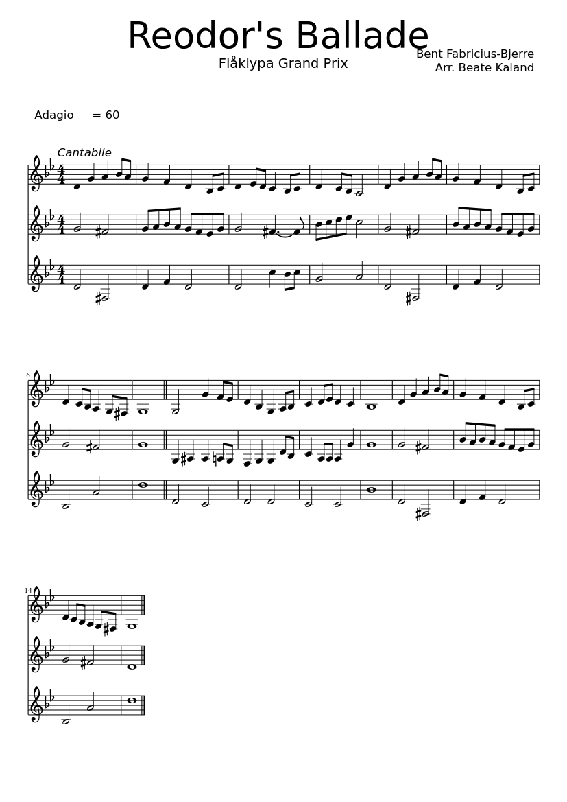 Reodor's Ballade Sheet music for Cornet (Mixed Trio) | Musescore.com