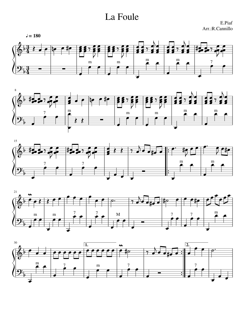 La foule Sheet music for Accordion (Solo) | Musescore.com