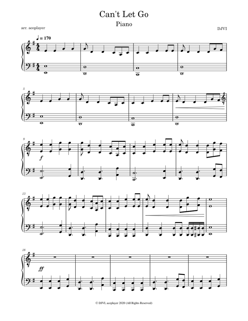 Can't Let Go Sheet music for Piano (Solo) | Musescore.com