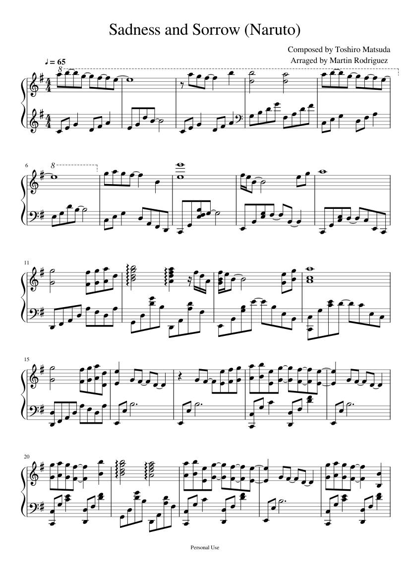 Sadness and Sorrow (Naruto) Sheet music for Piano (Solo) | Musescore.com