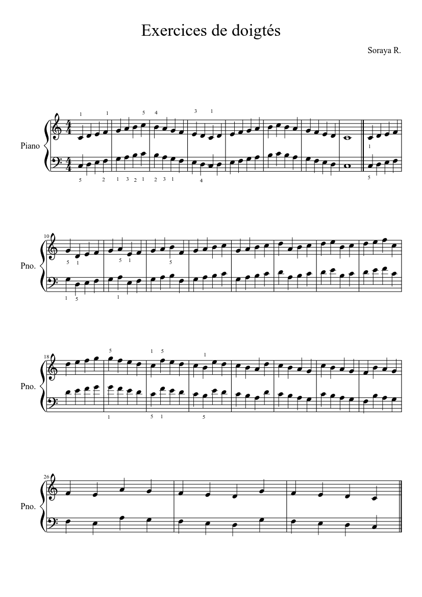 exercice de doigté Sheet music for Piano (Solo) | Musescore.com