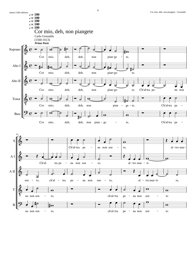 Cor mio deh non piangete
