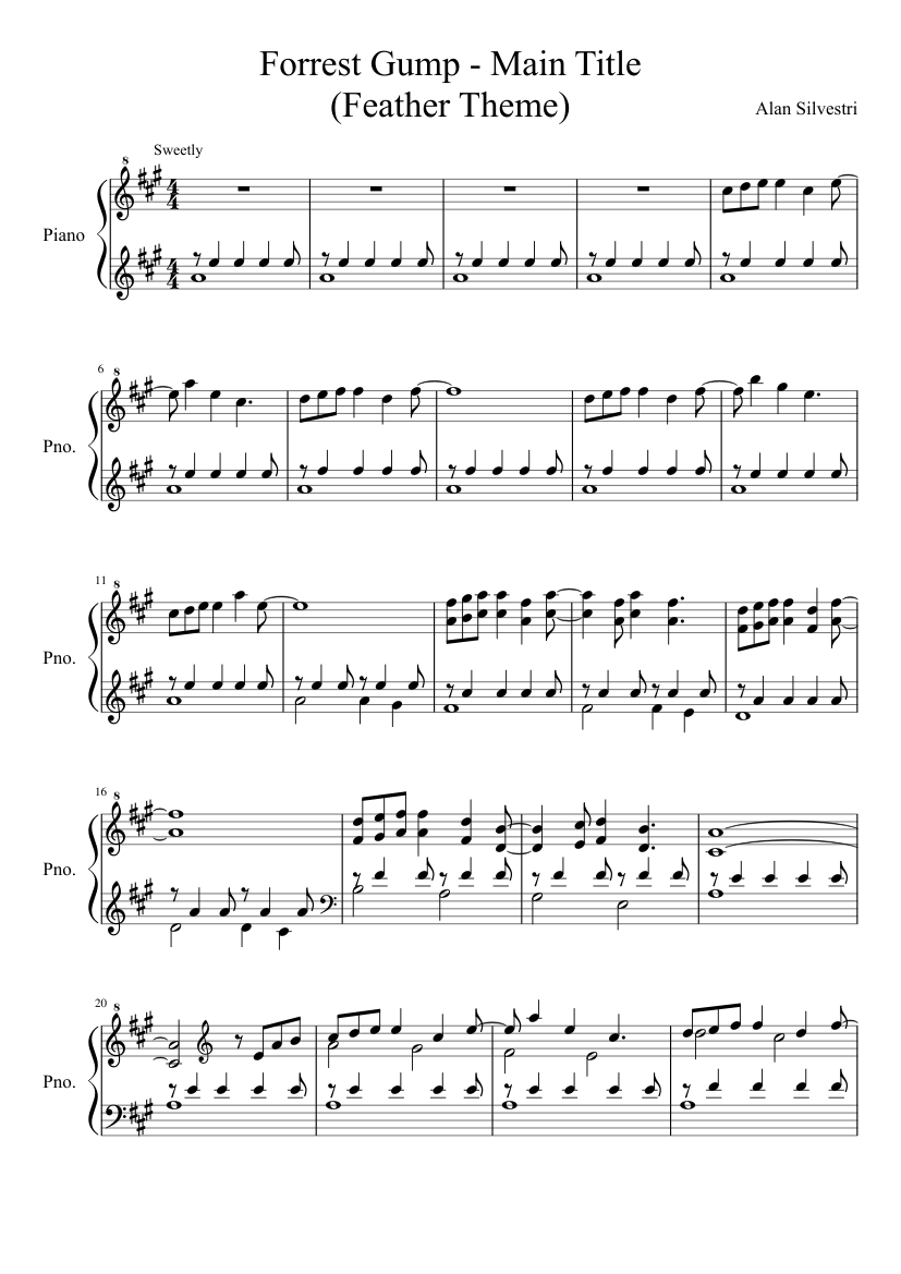 Forest Gump - Main Title (Feather Theme) Sheet music for Piano (Solo) |  Musescore.com