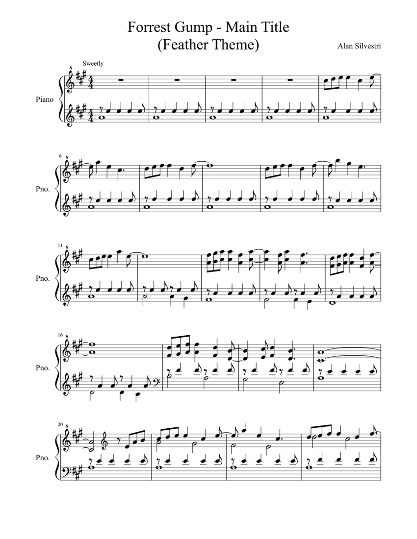 Forest Gump - Main Title (Feather Theme) Sheet music for Piano (Solo) |  Musescore.com