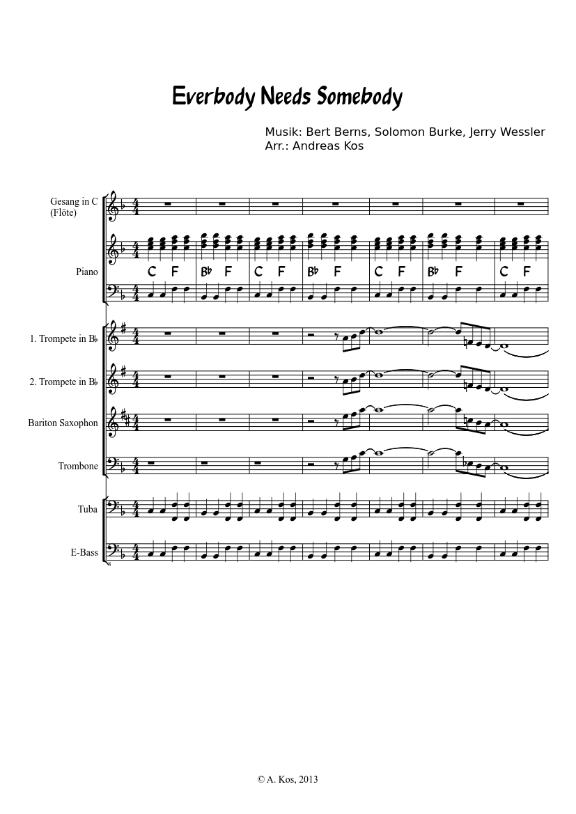 Everybody needs Somebody (Blues Brothers) Sheet music for Piano, Trombone,  Tuba (Mixed Trio) | Musescore.com
