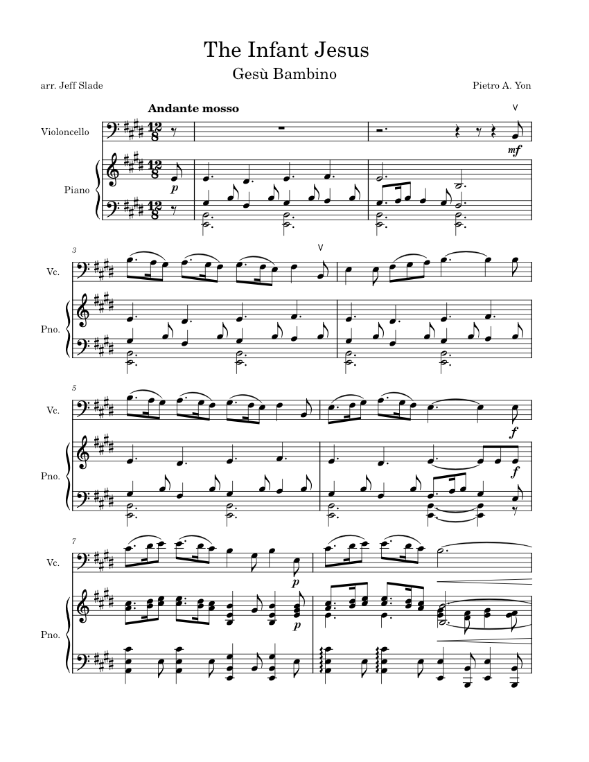 Gesu Bambino (The Infant Jesus) – Pietro Yon Sheet music for Piano, Cello  (Mixed Duet) | Musescore.com