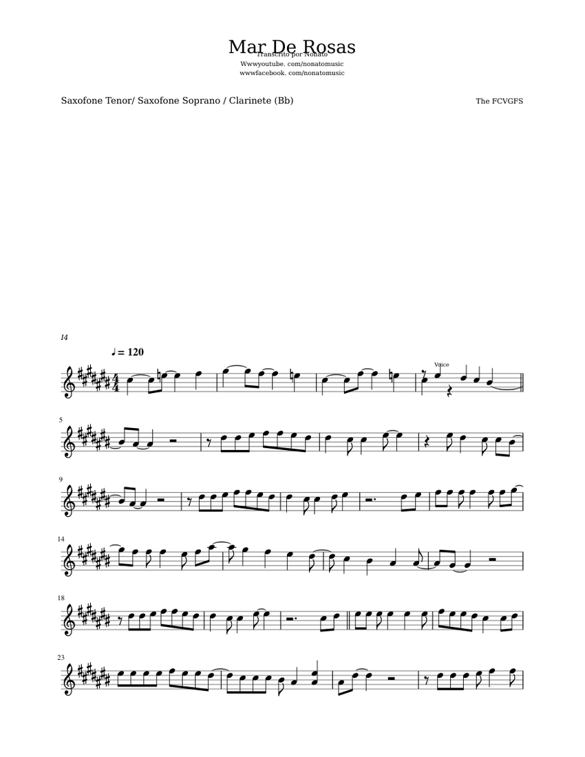 The Fevers Mar De Rosas Saxofone Tenor Sheet Music Musescore Com the fevers mar de rosas saxofone tenor
