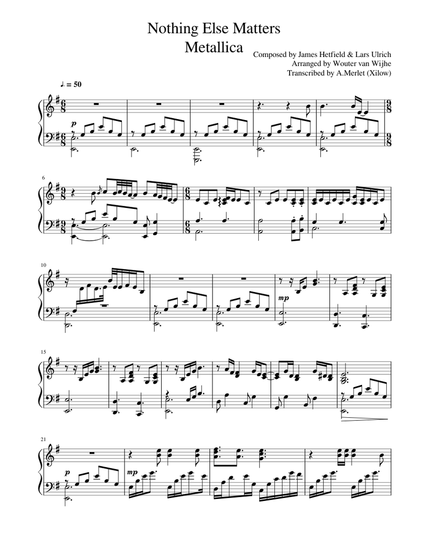 Nothing Else Matters - Metallica Sheet music for Piano (Solo) |  Musescore.com
