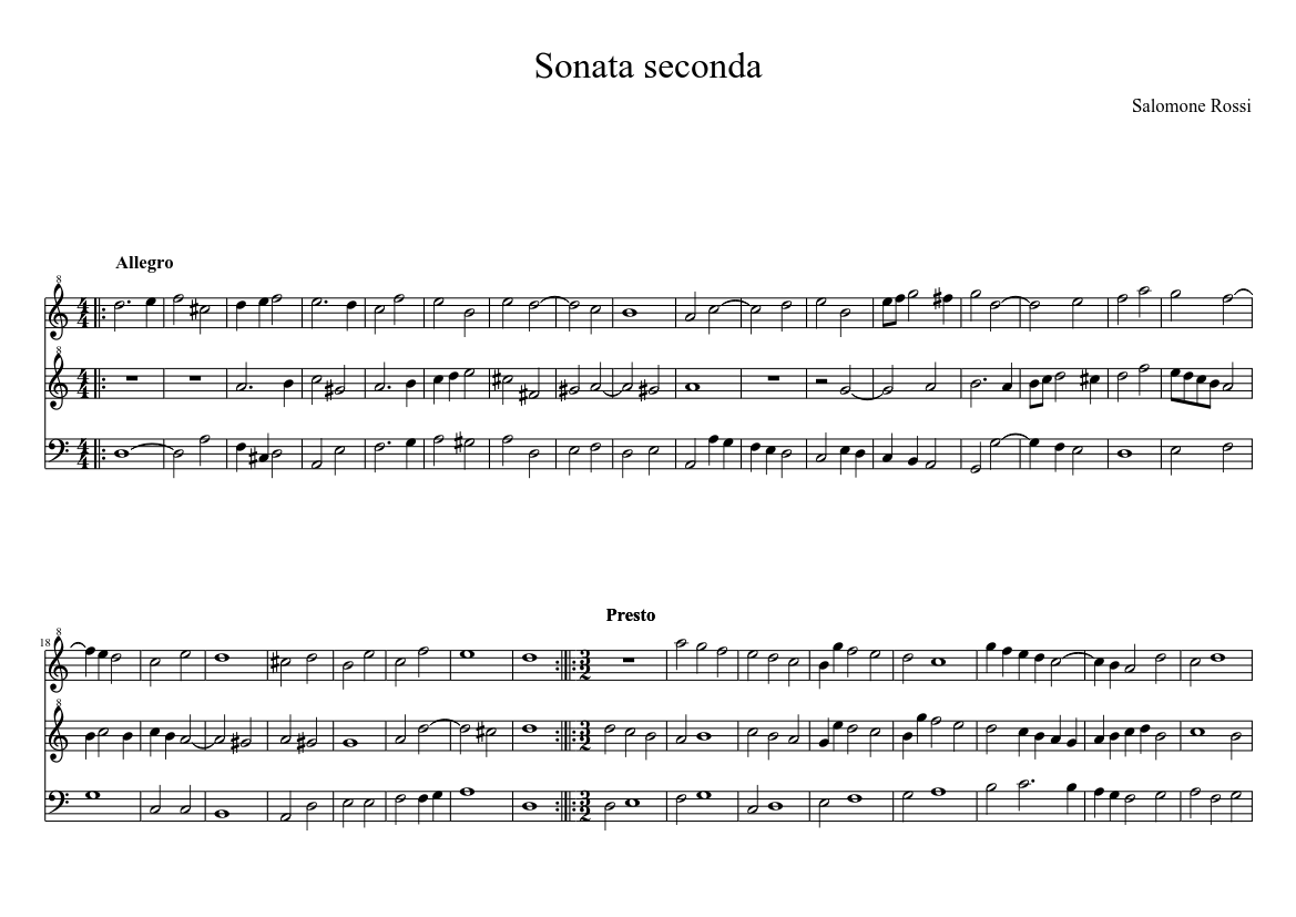 Sonata Seconda. Salomone Rossi Sheet music | Musescore.com