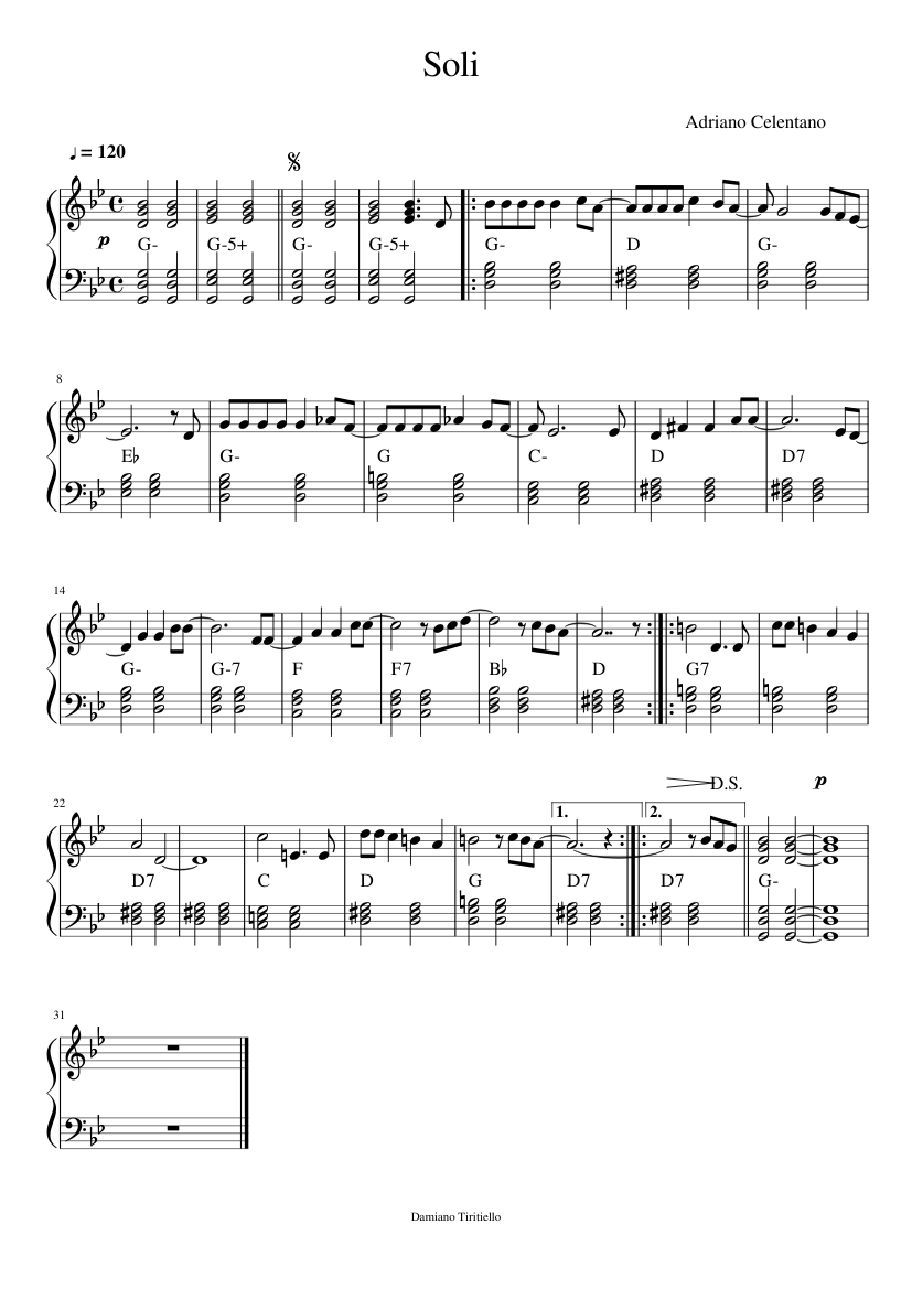 Soli Sheet music for Piano (Solo) | Musescore.com
