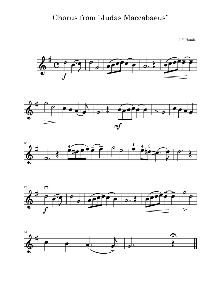 Chorus from Judas Maccabaeus Sheet music for Piano (Solo)