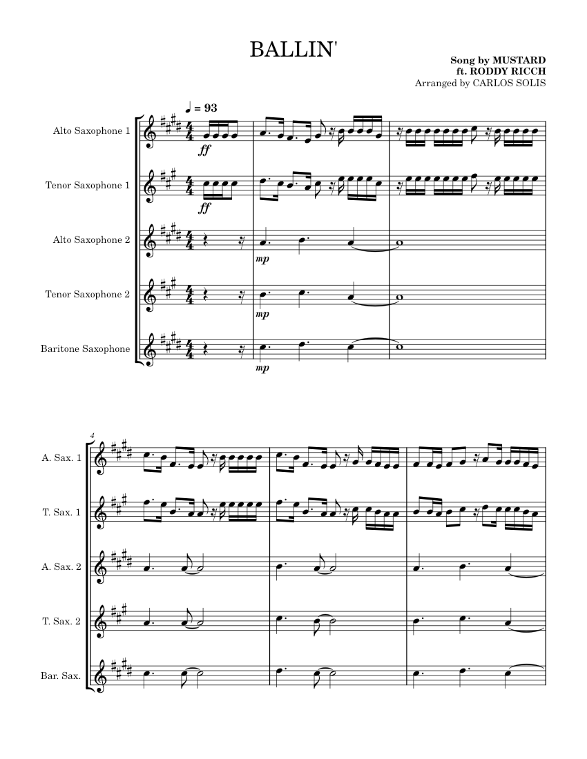 BALLIN' by CARLIT0CHURRIT0 Sheet music for Saxophone alto, Saxophone