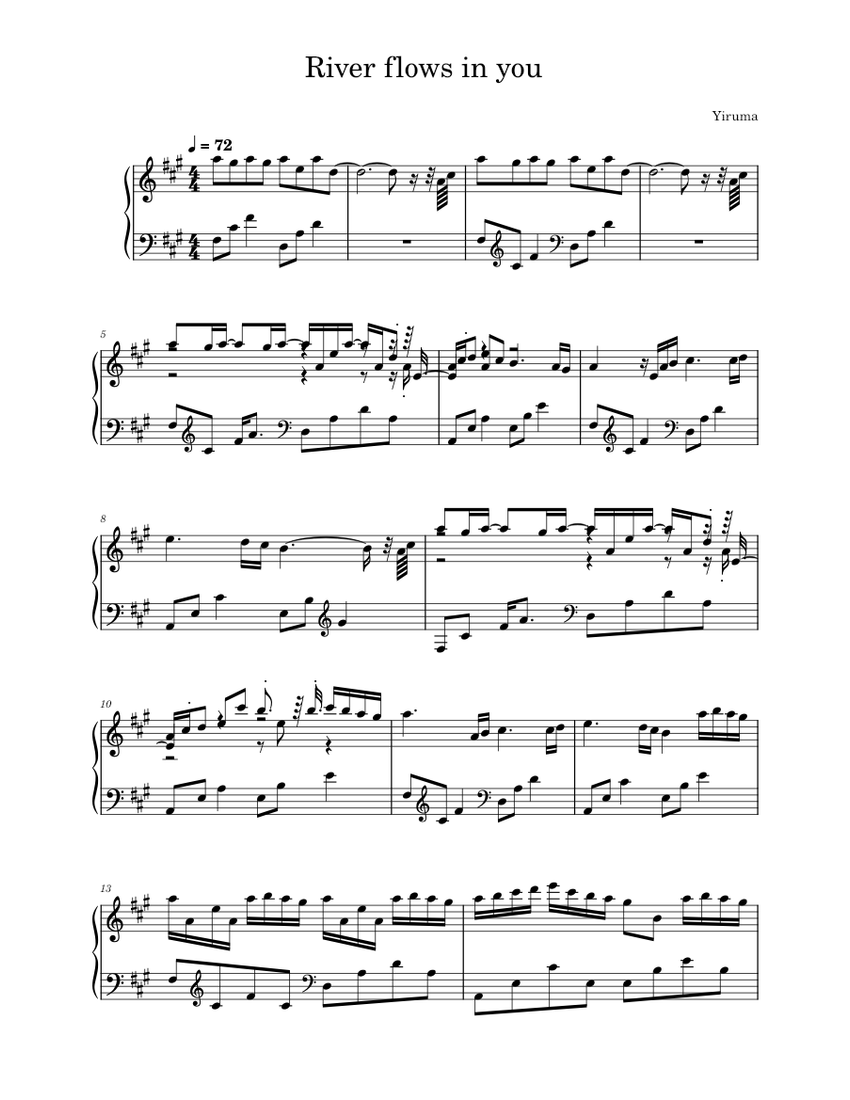River Flows In You - Yiruma Sheet music for Piano (Solo) | Musescore.com