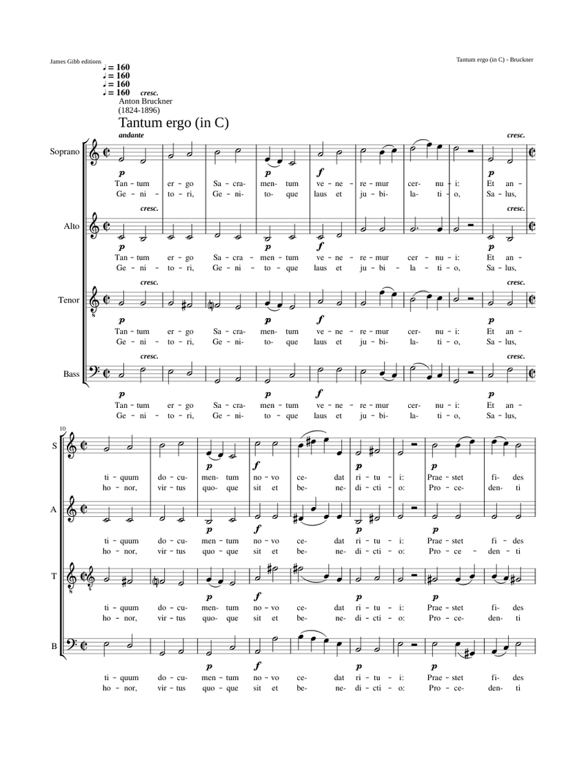 Tantum ergo (C Major), WAB 41.2 Anton Bruckner piano tutorial