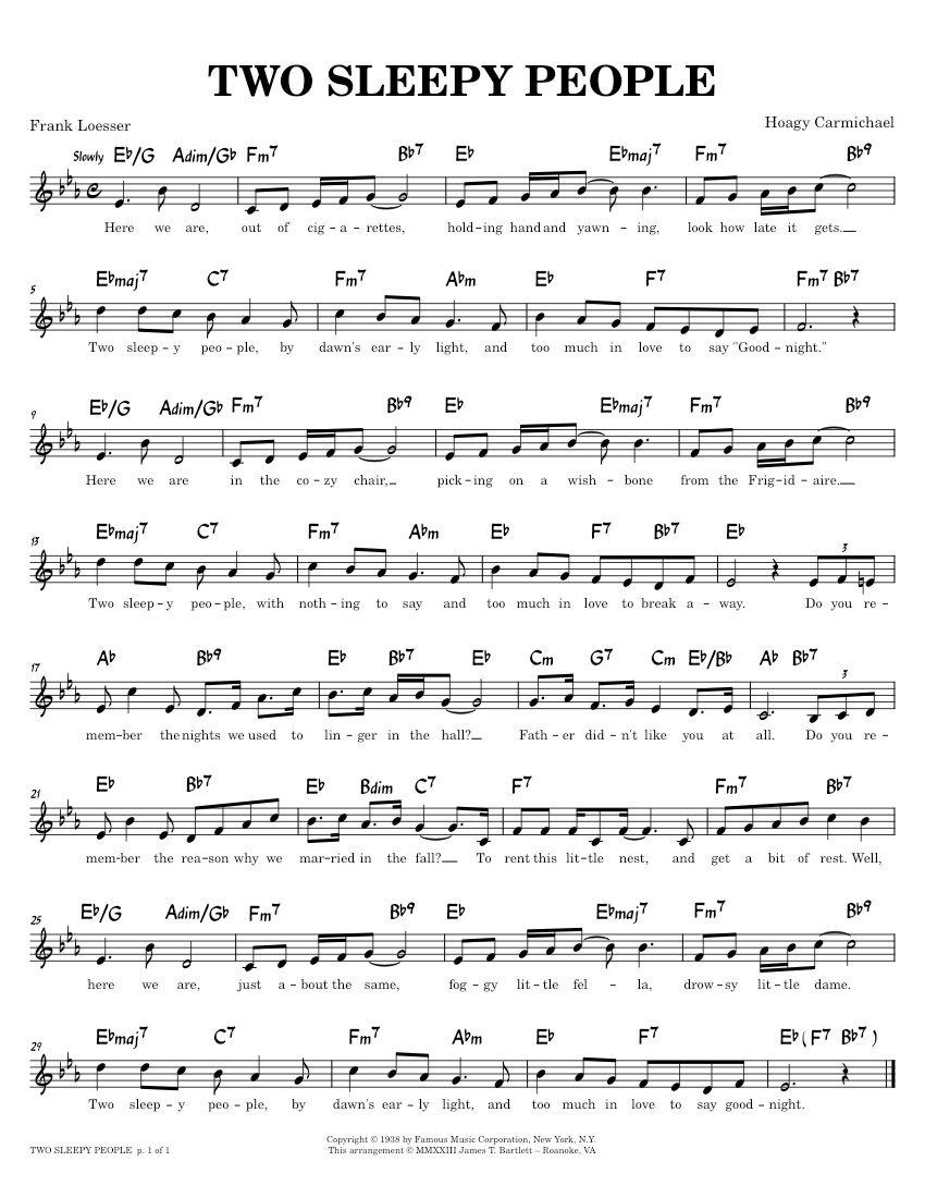 Two Sleepy People [lead sheet] Sheet Music for other (Solo