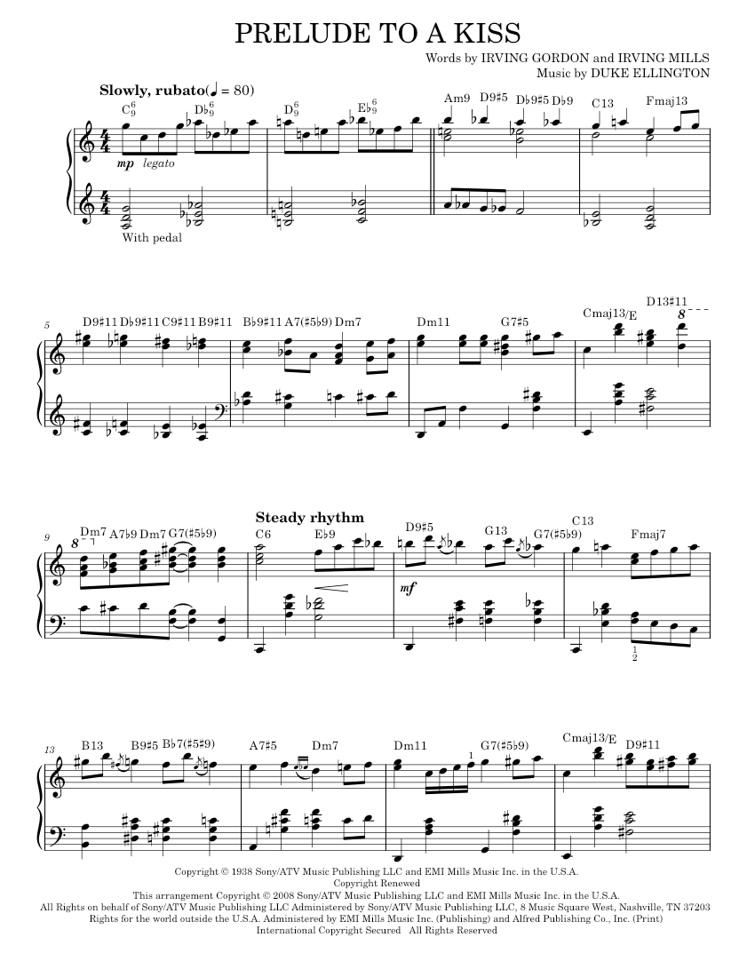 Play Official version of Prelude to a kiss Sheet Music by Duke ...