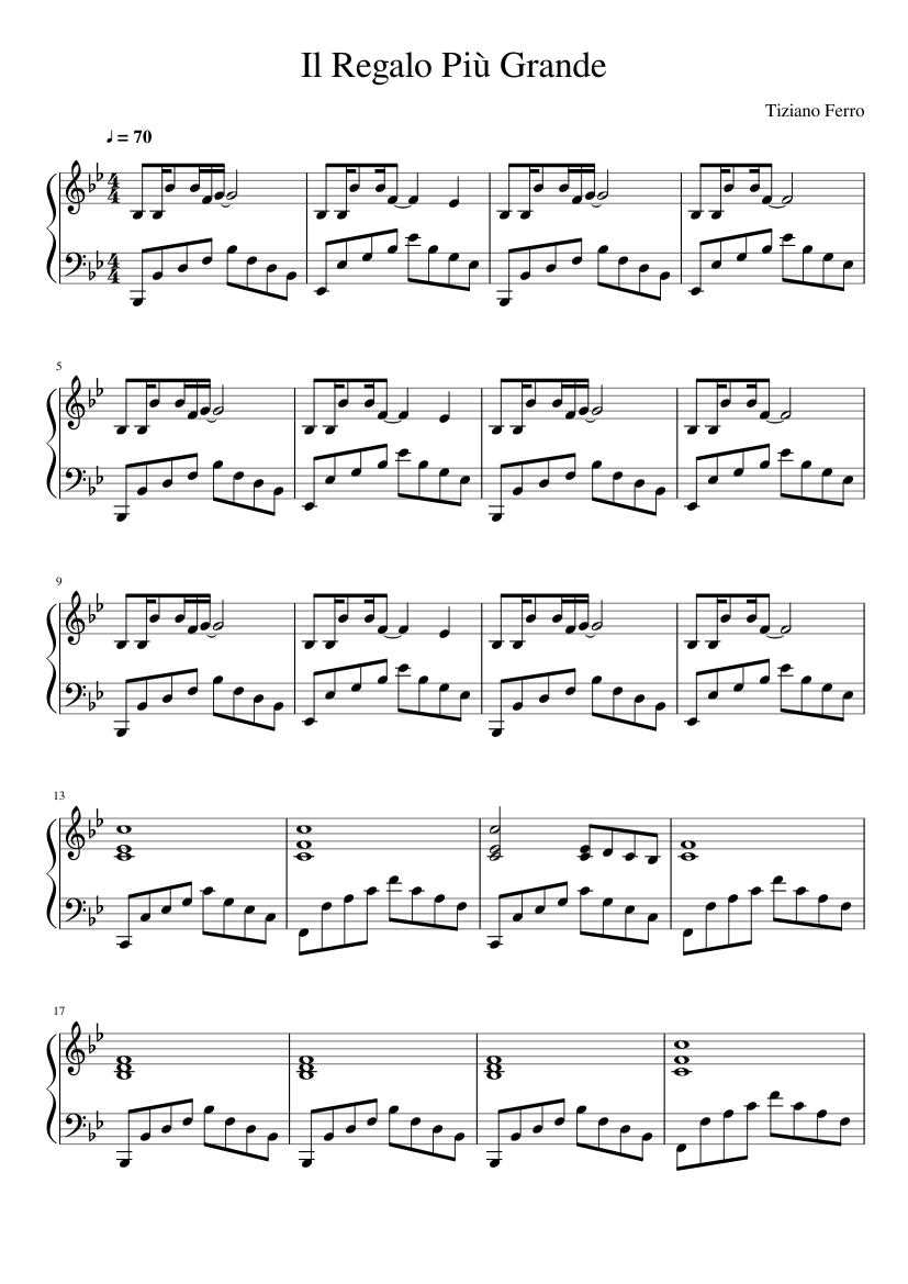 cinta medio Asociar Il Regalo Più Grande - Tiziano Ferro Sheet music for Piano (Solo) |  Musescore.com