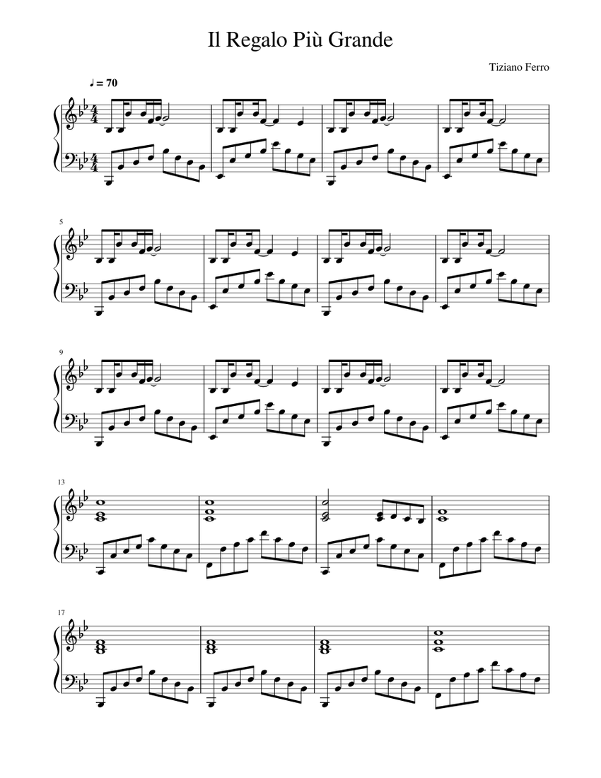 Il Regalo Più Grande - Tiziano Ferro Sheet music for Piano (Solo) |  Musescore.com