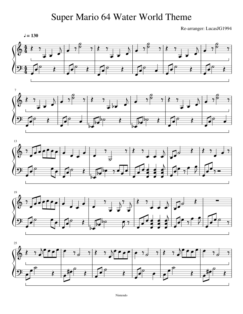 Super Mario 64 Water World Theme Sheet music for Piano (Solo) |  Musescore.com