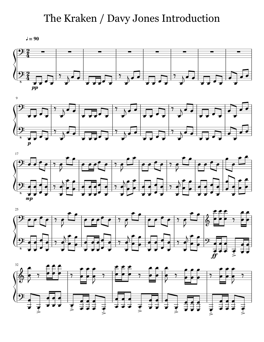 The Kraken / Davy Jones Introduction Sheet music for Piano (Solo) |  Musescore.com