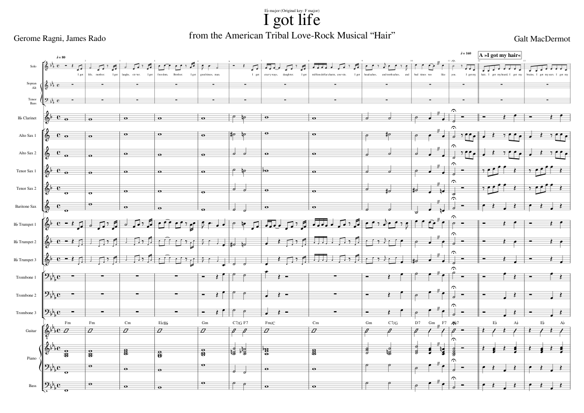 Musical Hair: I got life (arranged for big band)
